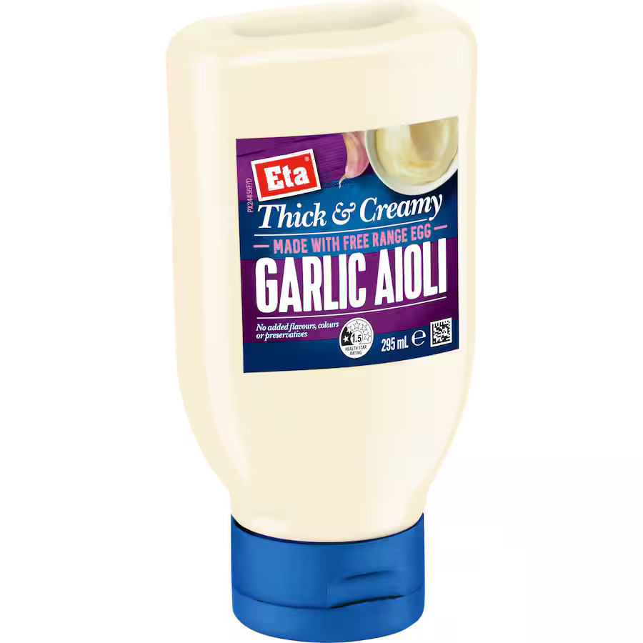 Eta Thick & Creamy NZ Whole Egg Garlic Aioli 295ml