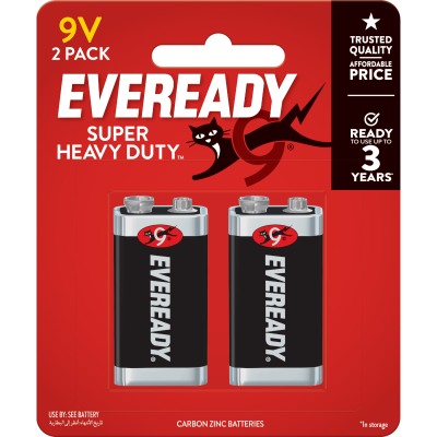 Eveready Super Heavy Duty 9V Battery 2pk