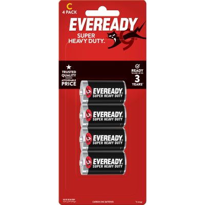 Eveready Super Heavy Duty C Battery 4pk