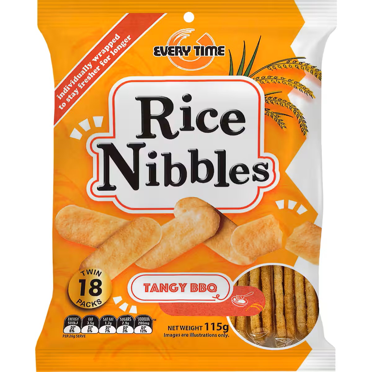 Every Time Tangy BBQ Rice Nibbles 18pk
