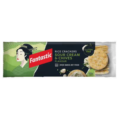Fantastic Sour Cream & Chives Rice Crackers 100g