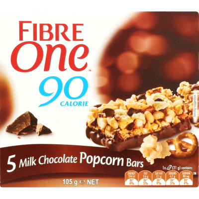 Fibre One Milk Chocolate Popcorn Bars 5 x 21g