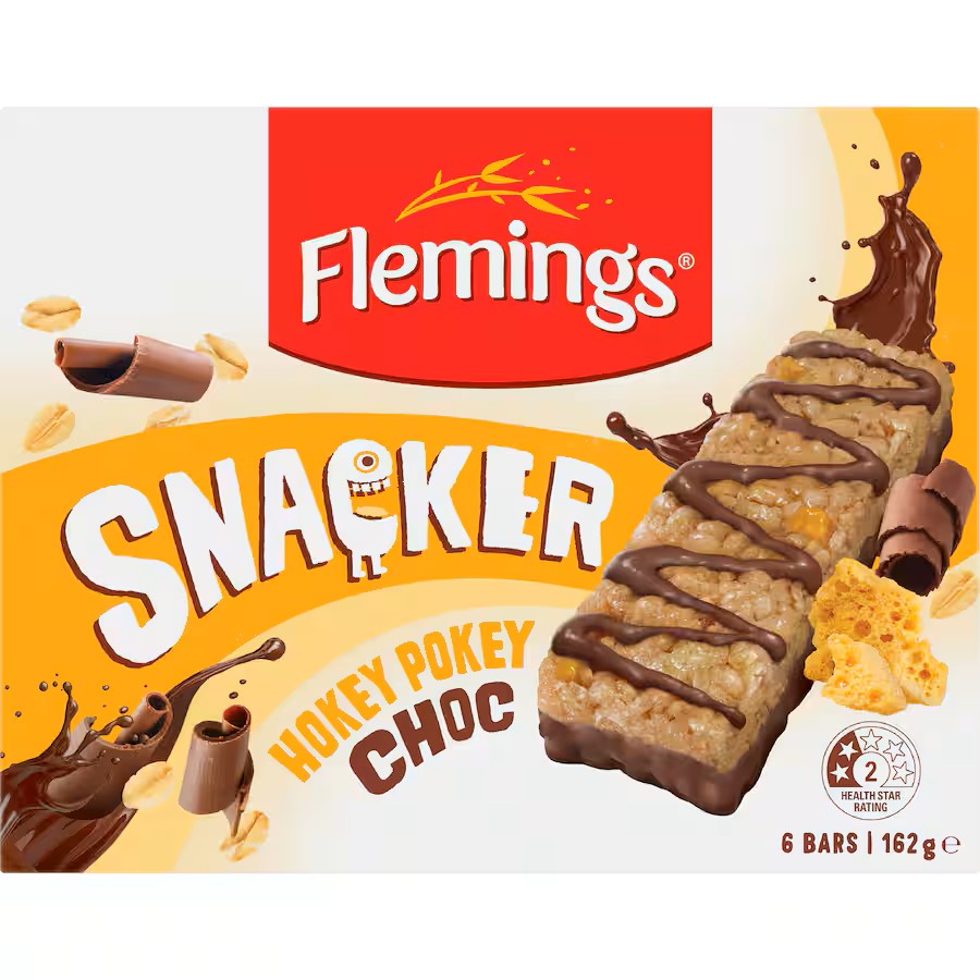 Flemings Snacker Hokey Pokey Choc Muesli Bar 6 x 27g