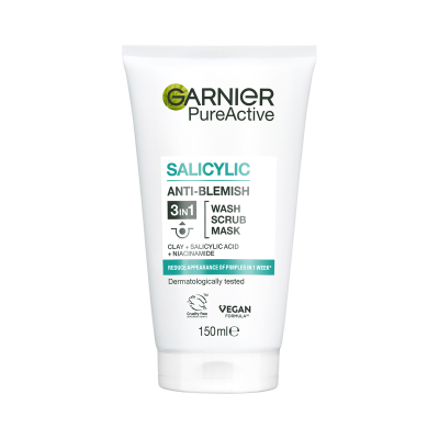 Garnier Pure Active 3 In 1 Wash Scrub & Mask 150ml