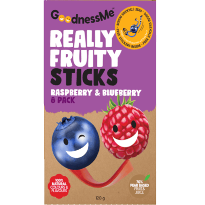GoodnessMe Raspberry & Blueberry Really Fruity Sticks 8 x 15g