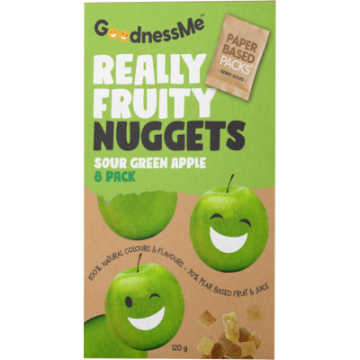 GoodnessMe Sour Green Apple Nuggets Fruit Snack 8 x 15g
