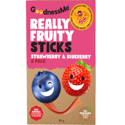 GoodnessMe Strawberry & Blueberry Really Fruity Sticks 8 x 15g