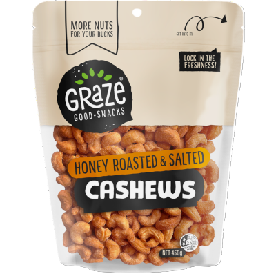 Graze Honey Roasted & Salted Cashews 450g