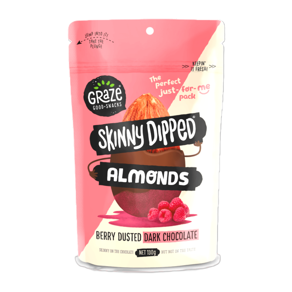 Graze Skinny Dipped Berry Dusted Dark Chocolate Almonds 130g