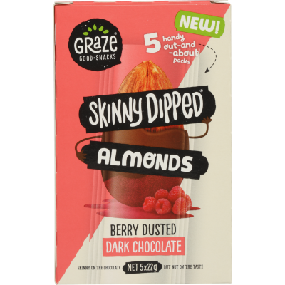 Graze Skinny Dipped Berry Dusted Dark Chocolate Almonds 5 x 22g