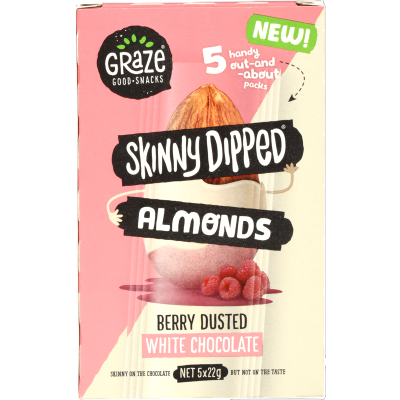 Graze Skinny Dipped Berry Dusted White Chocolate Almonds 5 x 22g