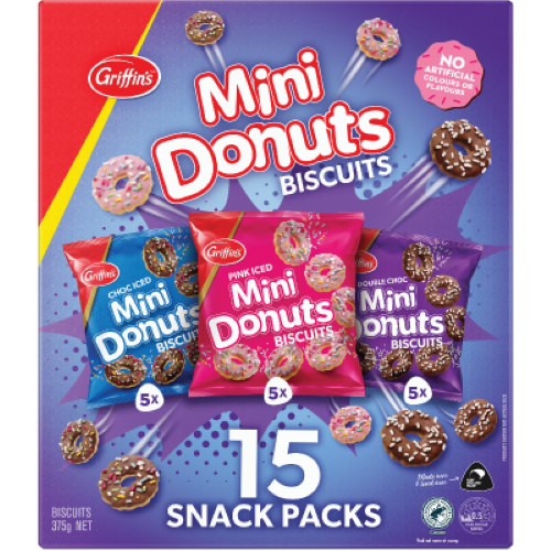 Griffin's Mini Donuts Biscuits Snack Packs 15 x 25g