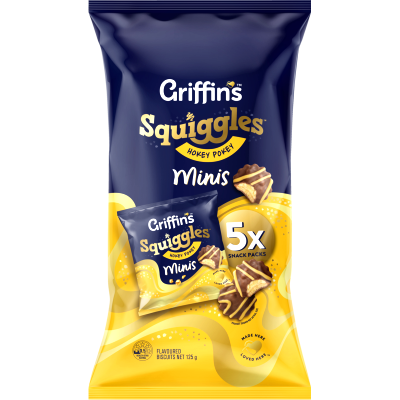 Griffin's Squiggles Hokey Pokey Minis Chocolate Biscuits 5 x 25g