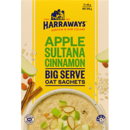 Harraways Apple Sultana & Cinnamon Big Serve Oat Sachets 7 x 45g