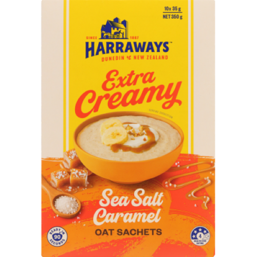 Harraways Extra Creamy Sea Salt Caramel Oat Sachets 10 x 35g