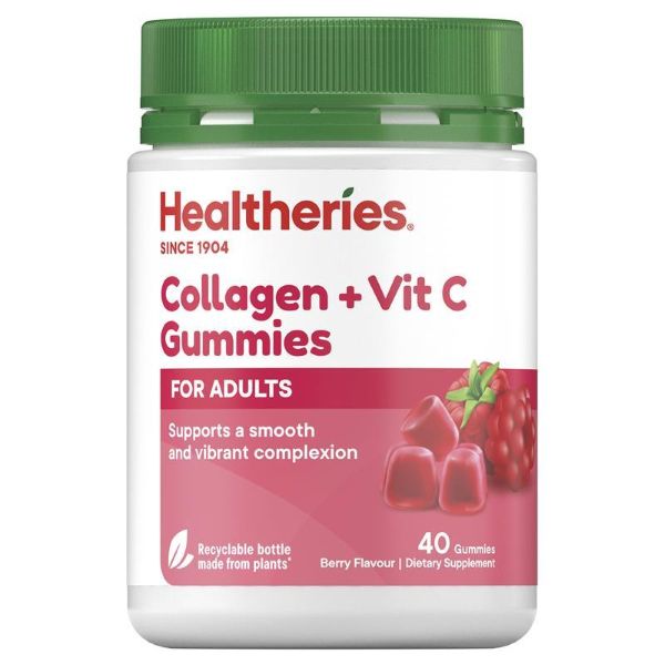 Healtheries For Adults Berry Flavour Collagen + Vit-C Gummies 40pk