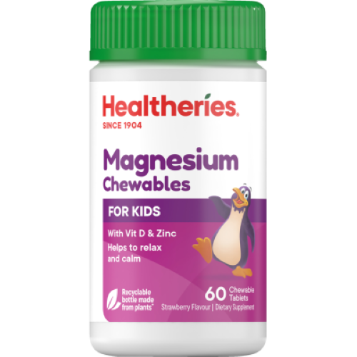 Healtheries For Kids Strawberry Flavour Magnesium Chewable Tablets 60pk