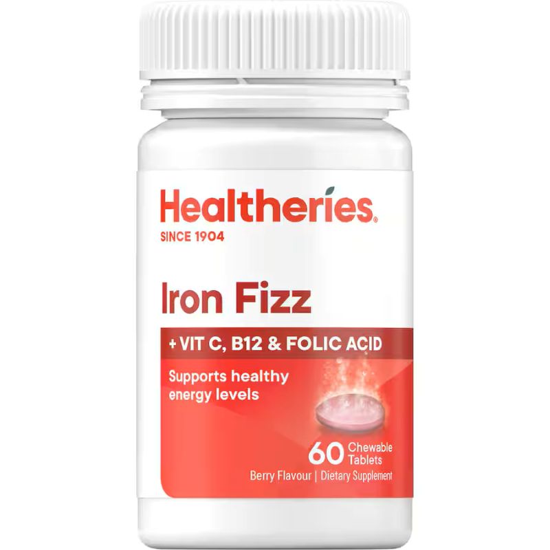 Healtheries Iron Fizz Berry Flavour Chewable Tablets 60pk