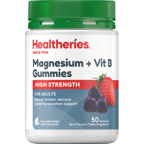 Healtheries Magnesium + Vit B Berry Flavour Gummies 50pk