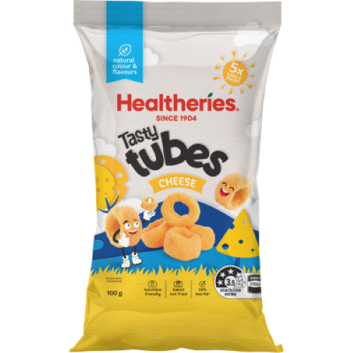 Healtheries Tasty Tubes Cheese Multipack Snack Foods 5 x 20g