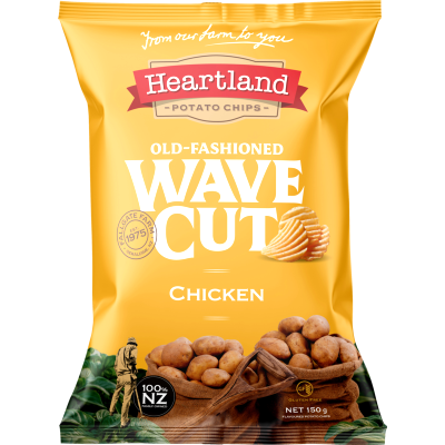 Heartland Chicken Old Fashioned Wave Cut Potato Chips 150g