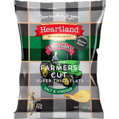 Heartland Farmer's Cut Super Thick Flats Salt & Vinegar Potato Chips 140g