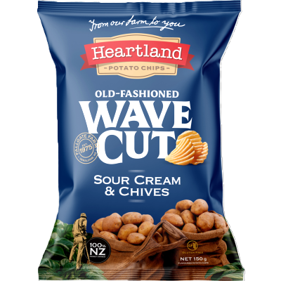 Heartland Sour Cream & Chives Old-Fashioned Wave Cut Chips 150g