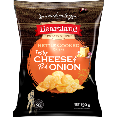 Heartland Tasty Cheese & Red Onion Kettle Cooked Crisps 150g