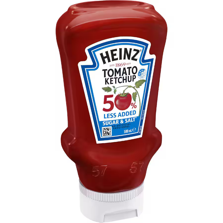 Heinz 50% Less Added Sugar & Salt Ketchup Tomato Sauce 500ml