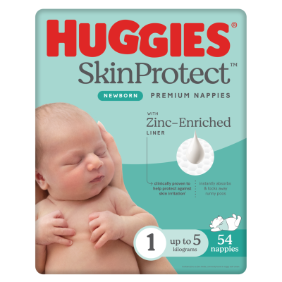 Huggies Nappies Newborn Size 1 Up to 5kg 54pk