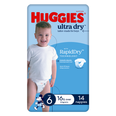 Huggies Ultra Dry Nappies For Boys Size 6 16kg+ 14pk