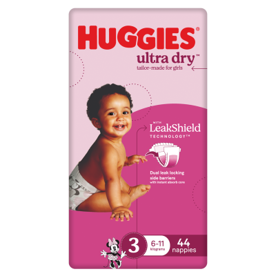 Huggies Ultra Dry Nappies For Girls Size 3 6-11kg 44pk