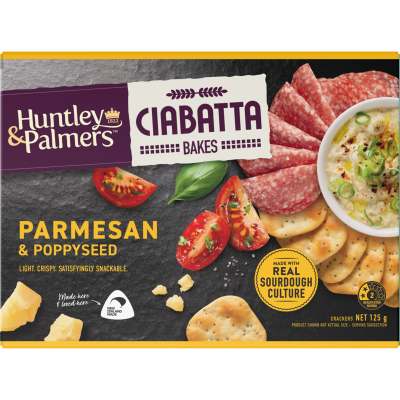 Huntley & Palmers Ciabatta Bakes Parmesan & Poppyseed Crackers 125g
