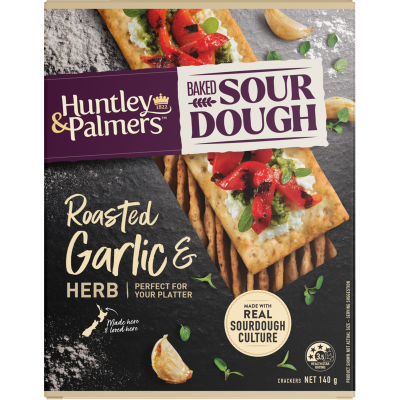 Huntley & Palmers Roasted Garlic & Herb Baked Sourdough Crackers 140g