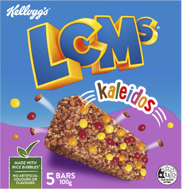 Kellogg's LCMs Kaleidos Rice Bubble Bars 5 x 20g