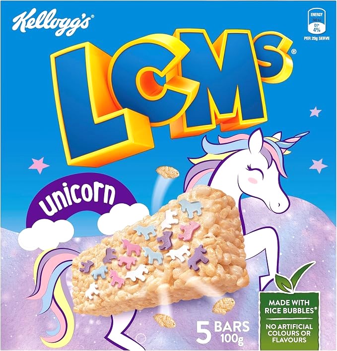 Kellogg's LCMs Unicorn Rice Bubble Bars 5 x 20g