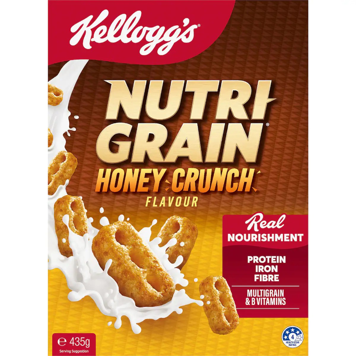 Kellogg's Nutri-Grain Honey Crunch Flavour Breakfast Cereal 435g