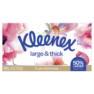 Kleenex Large &Thick 3 Ply Facial Tissues 95pk