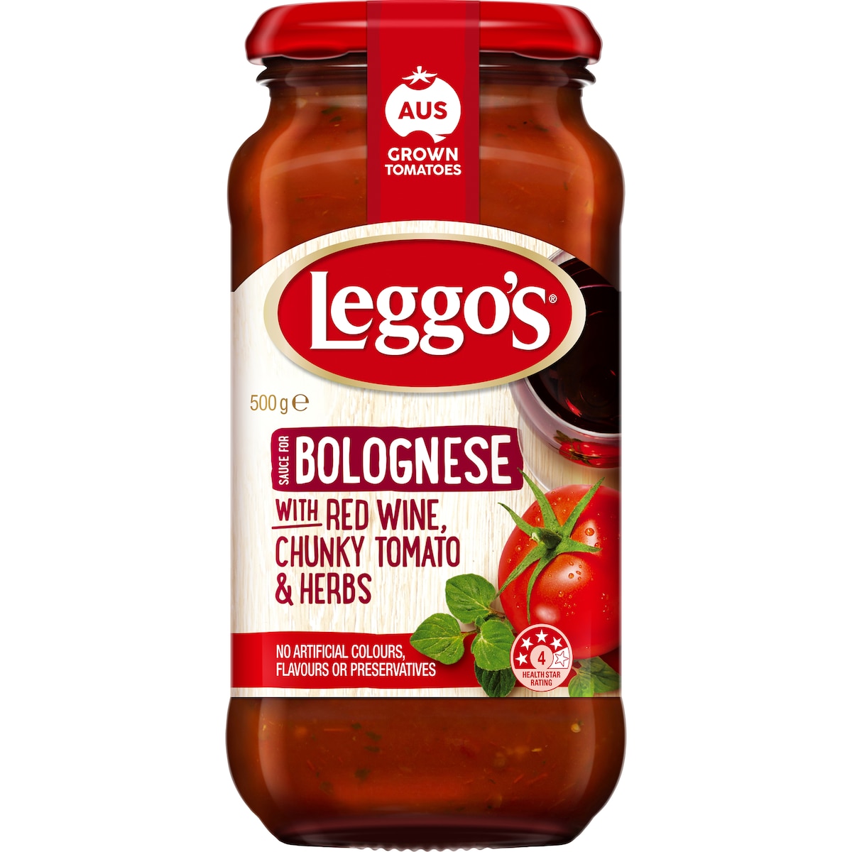 Leggo's Red Wine Chunky Tomato & Herbs Bolognese Sauce 500g