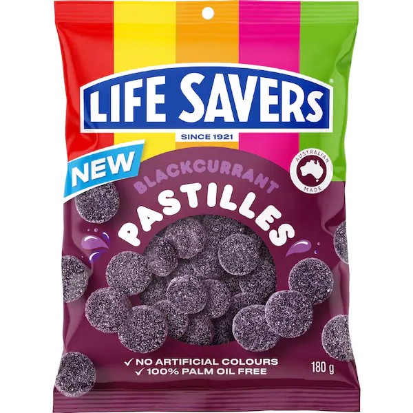 Lifesavers Blackcurrant Pastilles 180g