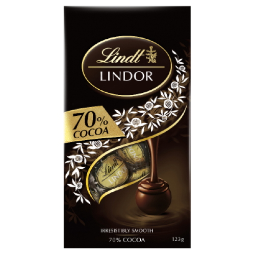 Lindt Lindor 70% Cocoa Chocolates Pouch 123g