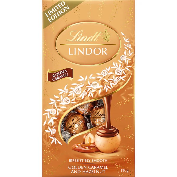 Lindt Golden Caramel Golden Caramel Hazelnut Pouch 110g