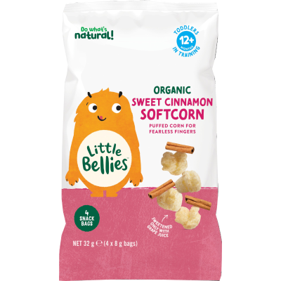 Little Bellies Organic Sweet Cinnamon Softcorn Snack 12+ Months 4 x 8g