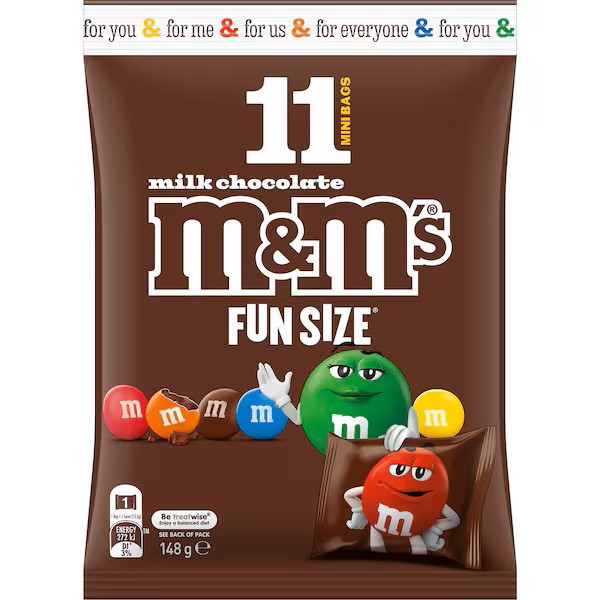 M&M's Milk Chocolate Fun Size Mini Bags 148g