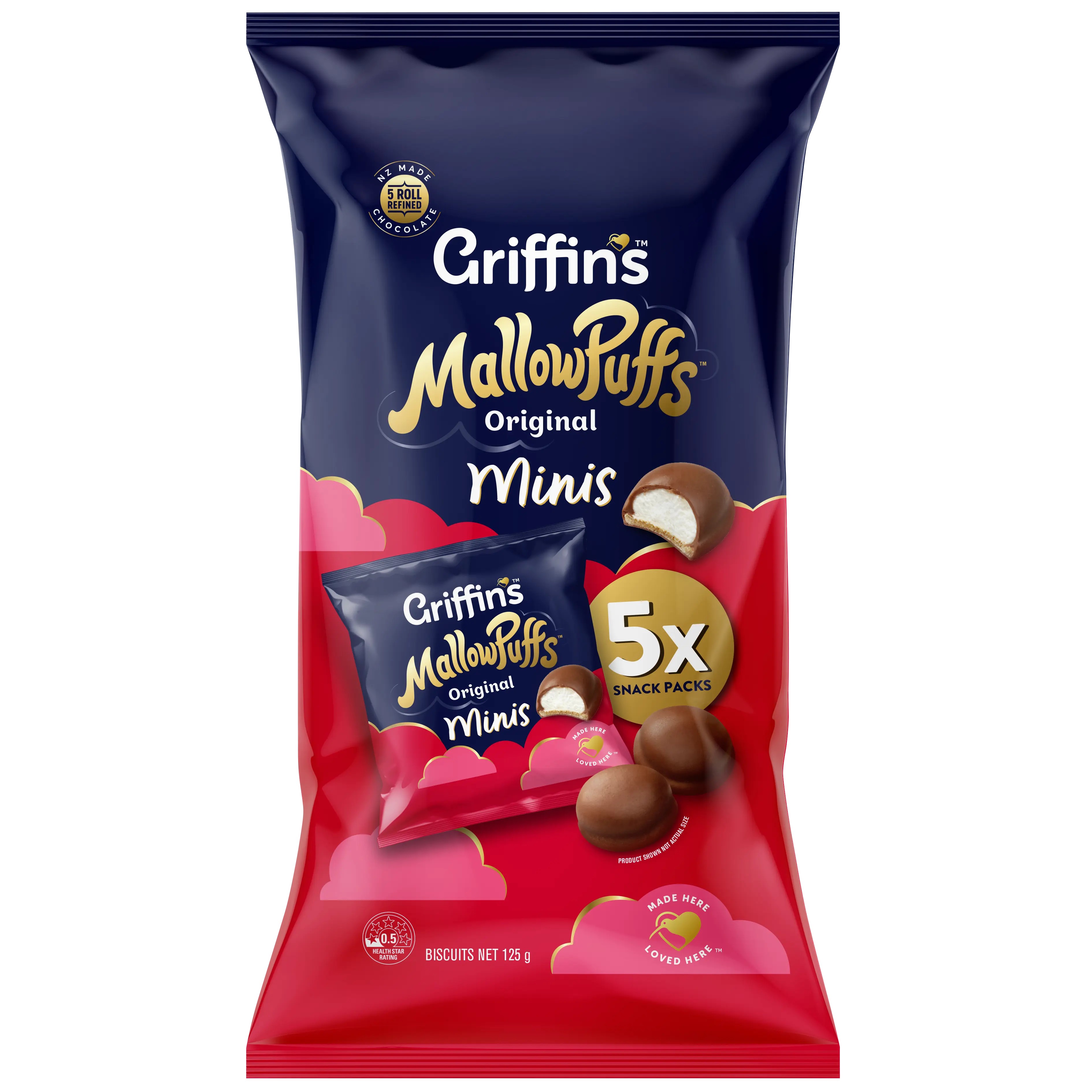 Griffin's Mallowpuffs Minis Original Chocolate Biscuits 5 x 25g