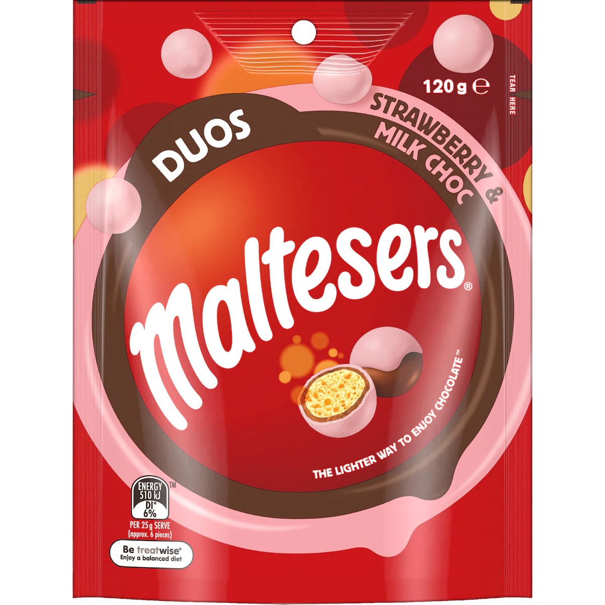 Maltesers Duos Strawberry & Milk Choc 120g