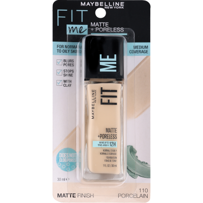 Maybelline New York Fit Me! Matt & Poreless 110 Porcelain Foundation 1pk