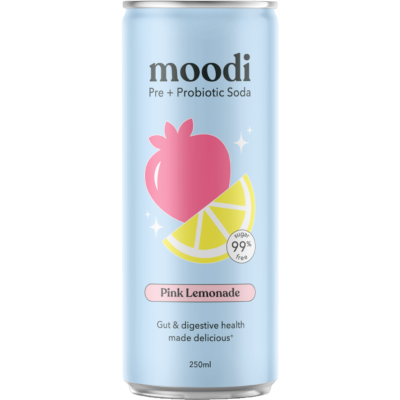 Moodi Pink Lemonade Pre + Probiotic Soda Drink 250ml
