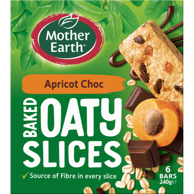 Mother Earth Apricot Choc Baked Oaty Slices 6 x 40g