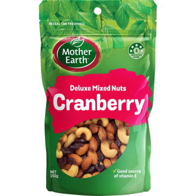 Mother Earth Cranberry Deluxe Mixed Nuts 150g